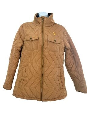 Yellowstone Dutton Ranch Quilted Women Lightweight Insulated Puffer Barn Coat L